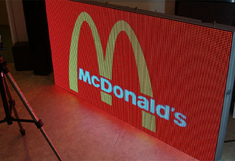 Led screen with mcDonalds logo on it